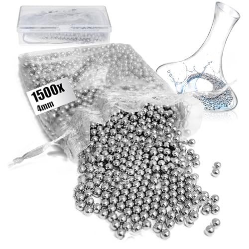 com-four® 1500x Edelstahl Reinigungsperlen mit Box – Reinigungskugeln für Flaschen, Weindekanter, Isolierkannen & Thermobecher – rostfrei & wiederverwendbar (1 Stück (1500 4mm)) von com-four
