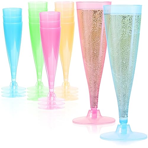 com-four® 16x Mehrweg Sektglas - Kunststoff-Sektkelche für Party, Camping und unterwegs - wiederverwendbar und spülmaschinengeeignet - Sektflöten [Auswahl variiert] von com-four