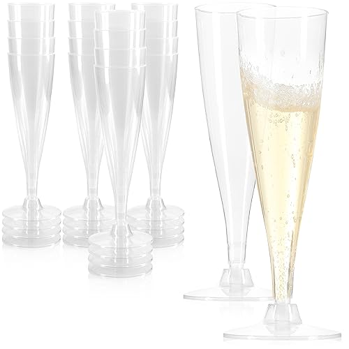 com-four® 16x Mehrweg Sektglas - transparente, stapelbare Kunststoff-Sektkelche für Party, Camping und unterwegs - wiederverwendbar und spülmaschinengeeignet - Sektflöten von com-four