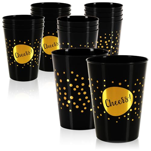 com-four® 16x Mehrweg Trinkbecher für Party, Camping und unterwegs - wiederverwendbar und spülmaschinengeeignet - Kunststoffglas - Plastikbecher - Festivalgeschirr - Wasserglas [Auswahl variiert] von com-four