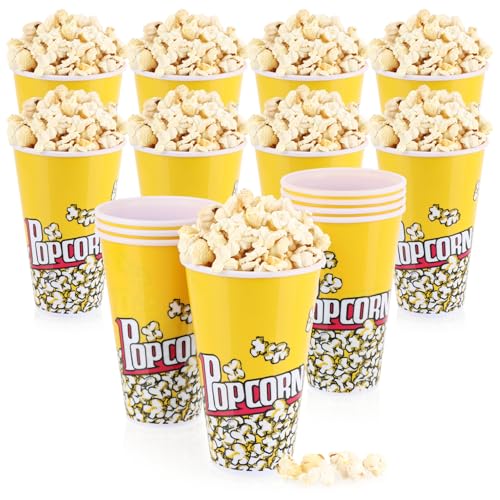 com-four® 16x Popcorn-Eimer - Wiederverwendbare Party-Snack-Schüssel - 1 Liter Kino-Eimer - Klassische Popcorn-Schale aus Kunststoff - Knabber-Schüssel - Popcorn-Becher von com-four