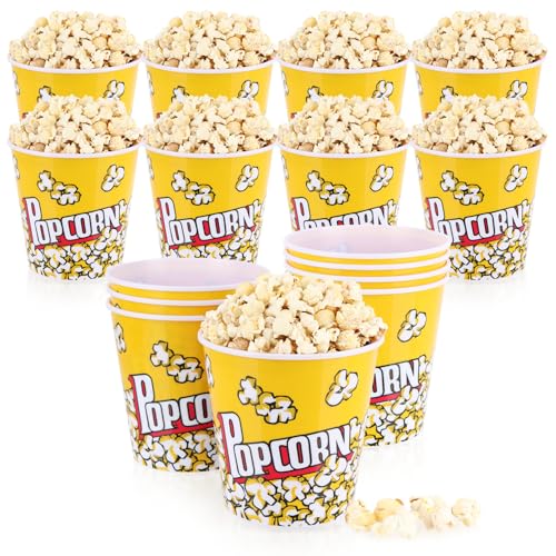 com-four® 16x Popcorn-Eimer - Wiederverwendbare Party-Snack-Schüssel - 2,8 Liter Kino-Eimer - Klassische Popcorn-Schale aus Kunststoff - XL Knabber-Schüssel - Popcorn-Becher von com-four