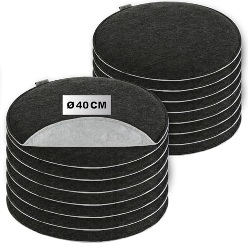 com-four® 16x Sitzkissen aus Filz Ø 40 cm - gepolstertes Stuhlkissen - runde Sitzpolsterauflage für Esszimmer, Garten, Balkon - 2-farbiges Wendekissen von com-four