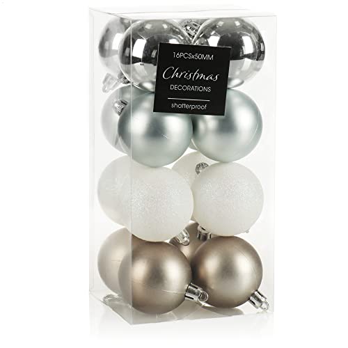 com-four® 16x Weihnachtskugel - Christbaumkugeln aus Kunststoff für Weihnachten - Baumschmuck für den Christbaum - Christbaumschmuck von com-four