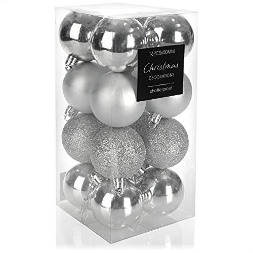 com-four® 16x Weihnachtskugel - Christbaumkugeln aus Kunststoff für Weihnachten - Baumschmuck für den Christbaum - Christbaumschmuck von com-four