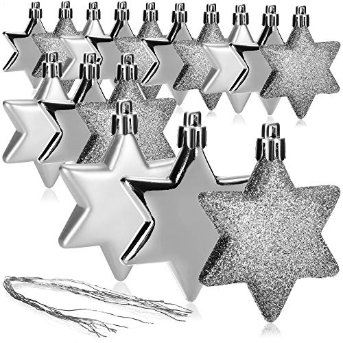 com-four® 16x Sternaufhänger - dekorativer Weihnachtsschmuck - Christbaumschmuck in Sternform - Weihnachtsstern - Tannenbaumkugeln zur Weihnachtsdekoration von com-four