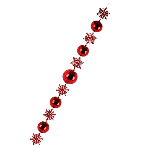 com-four® Christbaumkugel-Girlande Weihnachten - Kugelgirlande für eine stimmungsvolle Weihnachtsdekoration - Weihnachtsdeko für Christbaum - Weihnachtliche Tischdeko (01 Stück - rot) von com-four