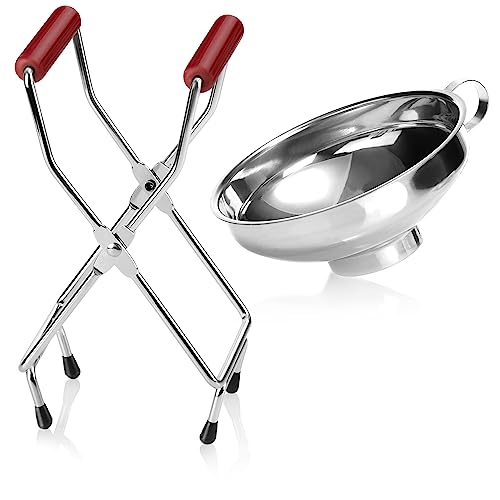 com-four® 2-teiliges Einkoch-Set aus Glasheber und Einmachtrichter - Greifzange für heiße Einmachgläser - Trichter zum Abfüllen beim Einkochen (Starterset - 2-teilig) von com-four