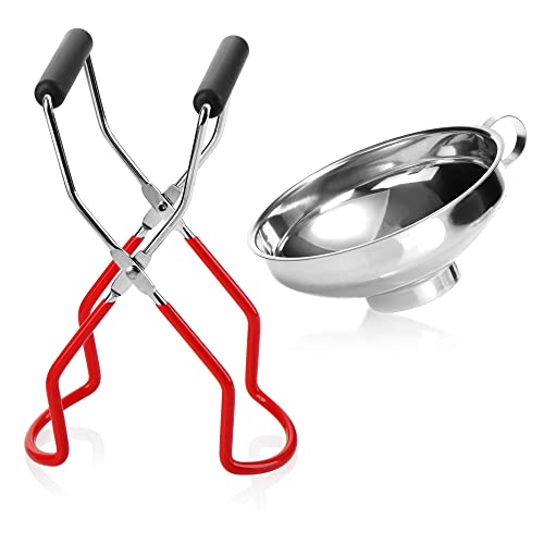 com-four® 2-teiliges Einkoch-Set aus Glasheber und Einmachtrichter - Trichter zum Abfüllen beim Einkochen - Greifzange für heiße Einmachgläser (Starterset - 2-tlg) von com-four