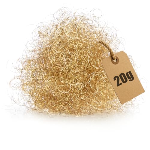 com-four® 20g Premium Engelshaar - feines metallisches Lametta für Adventskranz, Gesteck, Tannenbaum - weihnachtliche Tischdeko - Metall-Fäden für Bastelarbeiten von com-four