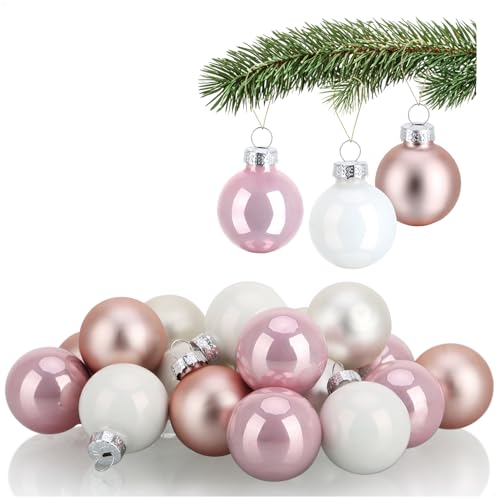 COM-FOUR® 20x Mini-Christbaumkugeln aus Glas - kleine Weihnachtskugeln für die Weihnachtsdekoration - Baumschmuck für den Weihnachtsbaum - Ø 3 cm von com-four