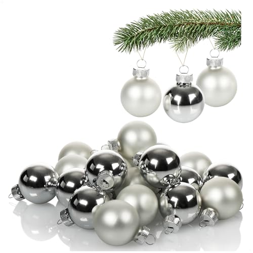 COM-FOUR® 20x Mini-Christbaumkugeln aus Glas - kleine Weihnachtskugeln für die Weihnachtsdekoration - Baumschmuck für den Weihnachtsbaum - Ø 3 cm von com-four