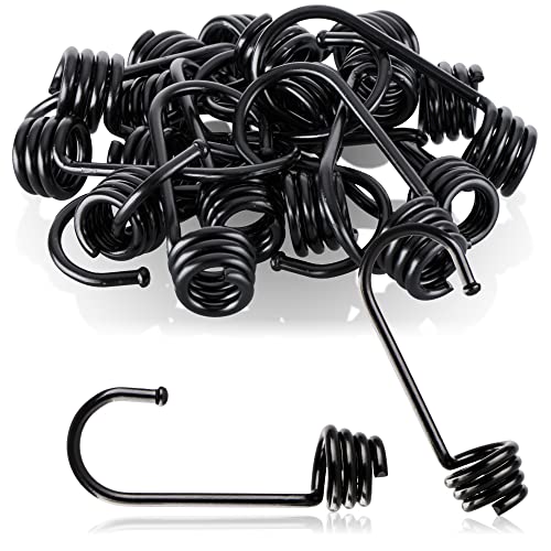 com-four® 20x Spiralhaken - lackierter Metallhaken - Endstück für Spanngurte, Gepäckspanner, Planenseile, Expander, Kordeln und Abspannseile - Haken für Abspanngummis (schwarz - 08mm) von com-four