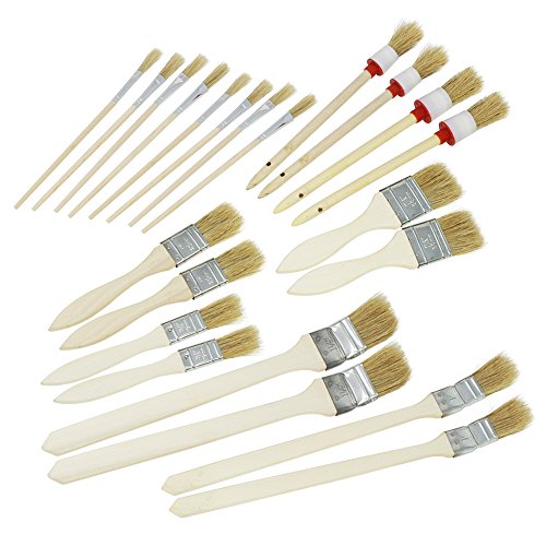 com-four® 22-teiliges Set Malerpinsel, Pinselset für Kunst und Malerarbeiten im Haus und Garten, Flach- und Rundpinsel in vielen Größen von com-four