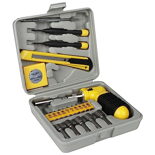 com-four® 24-teiliges Werkzeug-Set für Heimwerker - kleiner Werkzeugkoffer für Unterwegs - Werkzeugkiste für Heimwerker und Hobby-Bastler (24-teilig - Werkzeugset) von com-four