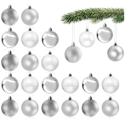 com-four® 24x Christbaumkugel - Weihnachtsbaumkugeln aus Kunststoff für Weihnachten - Baumschmuck für den Christbaum - Christbaumschmuck - Kunststoffkugeln von com-four