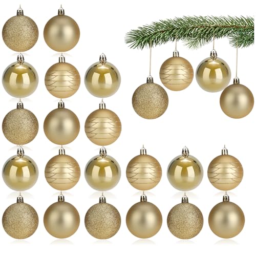 com-four® 24x Christbaumkugel - Weihnachtsbaumkugeln aus Kunststoff für Weihnachten - Baumschmuck für den Christbaum - Christbaumschmuck - Kunststoffkugeln von com-four