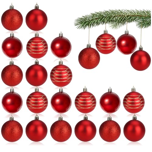 com-four® 24x Christbaumkugel - Weihnachtsbaumkugeln aus Kunststoff für Weihnachten - Baumschmuck für den Christbaum - Christbaumschmuck - Kunststoffkugeln von com-four