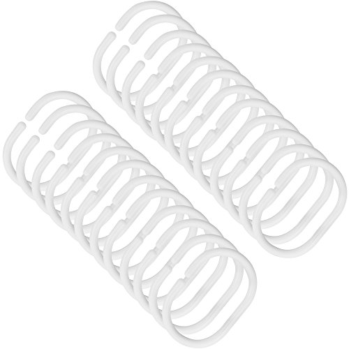 com-four® 24 x Duschvorhangringe in Weiß - für Duschvorhangstangen aus Polyethylen in C-Form - leicht (weiß) von com-four