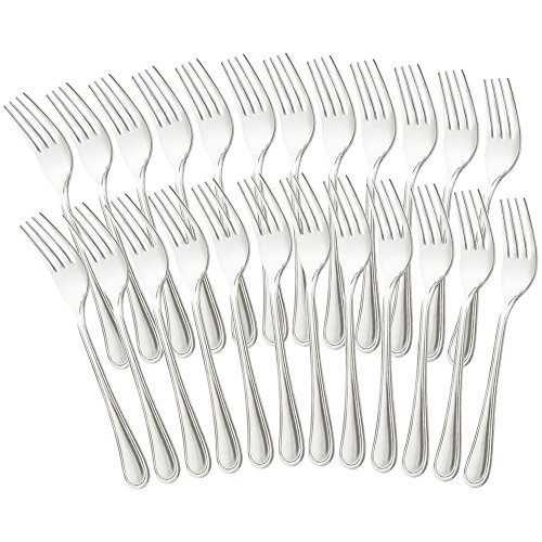 com-four® 24x Kuchengabel aus Edelstahl - stilvolles Tafelbesteck im schlichten Design - kleine Dessertgabeln - Vorspeisegabeln - 14,5 cm (14.5cm - 24 Stück) von com-four