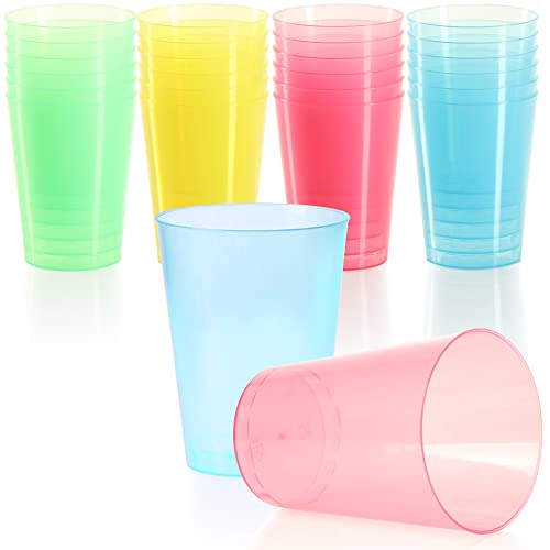 com-four® 24x Mehrweg Trinkbecher für Party, Camping und unterwegs - wiederverwendbar und spülmaschinengeeignet - Kunststoffglas [Auswahl variiert] von com-four