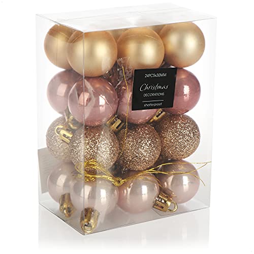 com-four® 24x Weihnachtskugel - Christbaumkugeln aus Kunststoff für Weihnachten - Baumschmuck für den Christbaum - Christbaumschmuck von com-four