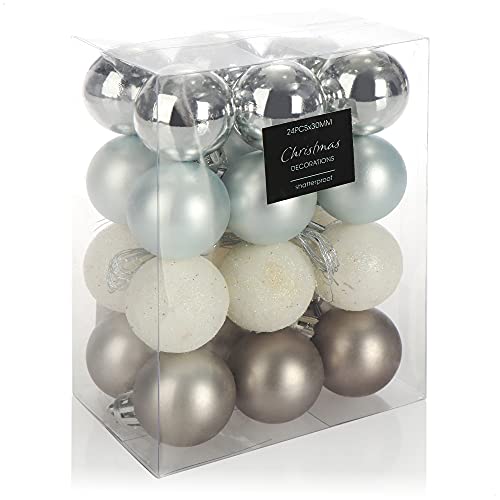 com-four® 24x Weihnachtskugel - Christbaumkugeln aus Kunststoff für Weihnachten - Baumschmuck für den Christbaum - Christbaumschmuck von com-four