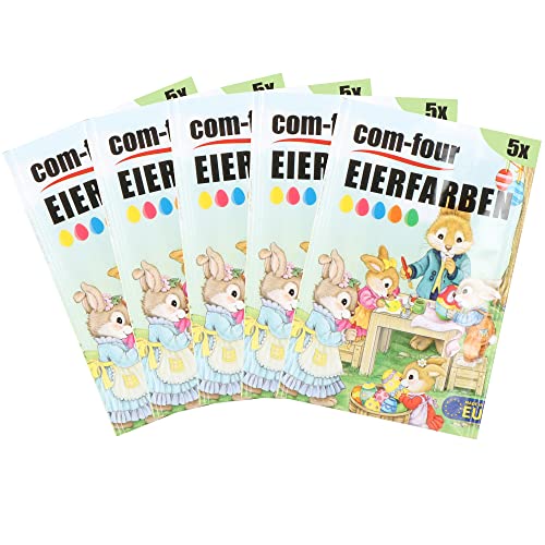 com-four® 25x Eierfarben-Pulver - Pulver zum Einfärben von Eiern - Für braune und weiße Eier geeignet (25 Stück - Pulver-Mix 1) von com-four