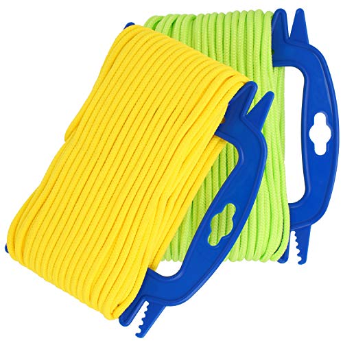 com-four® 2X 30m Allzweckseil mit Aufspulvorrichtung, vielseitige Maurerschnur, Flechtleine in auffälligen Farben [Auswahl variiert] (60 Meter - 2-farbig) von com-four