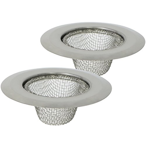 com-four® 2X Abflusssieb aus Edelstahl - Rostfreies Spülbeckensieb zum Schutz vor Haaren und Essensresten - Universal Sieb für Küche und Bad (02 Stück - 7.1cm Edelstahl) von com-four