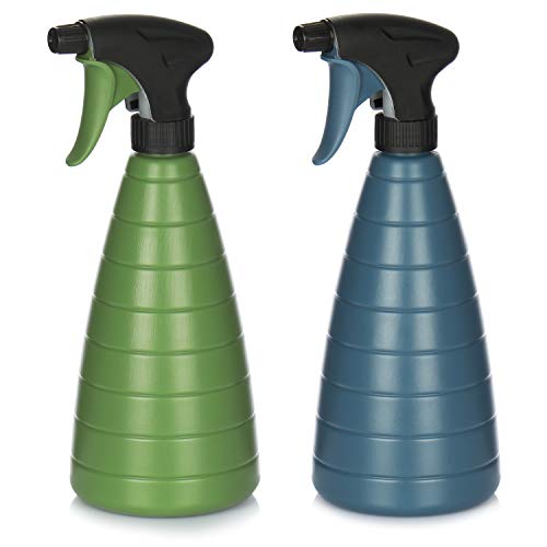 com-four® 2x Blumensprüher - Sprühflasche mit 28/400 Gewinde zur Bewässerung von Pflanzen - Wassersprühflasche zum Wasserzerstäuben (2 Stück - blau/olive) von com-four