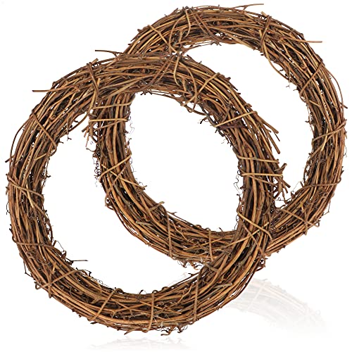 com-four® 2X DIY Deko Holz-Kranz zum basteln - Kranz aus Rattan zum Dekorieren z.B von Fenstern, Tische und Türen (2 Stück - Kranz Ø25cm) von com-four