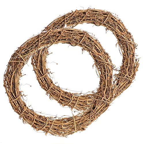 com-four® 2X DIY Deko Holz-Kranz zum basteln - Kranz aus Rattan zum Dekorieren z.B von Fenstern, Tische und Türen (2 Stück - Kranz Ø30cm Hellbraun) von com-four