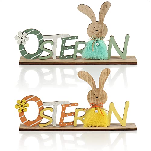 Osterhase Türschild Ostern Aufhänger 32 cm Dekoration Hase auf Schaukel grün gel 