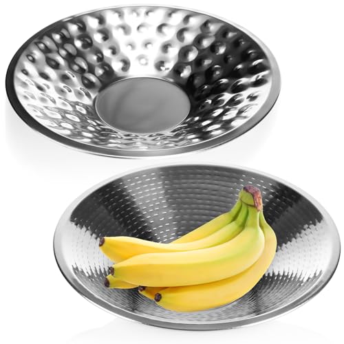 com-four® 2X Deko-Schale aus Metall - dekorative Design-Schüssel - Schale mit Hammerschlagdesign als Tischdeko, Obstschale, Servierplatte [Auswahl variiert] (Hammerschlag - 2 Stück) von com-four