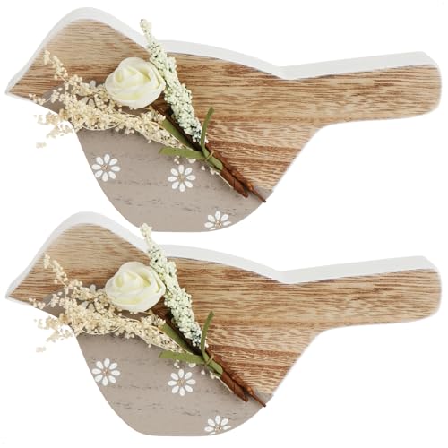 com-four® 2X Dekofigur aus Holz - Vogel für Frühlingsdeko - Aufsteller zu Ostern, Frühling, Sommerdeko - leichte Holz-Figur- Osterdekoration (2 Stück - Vogel Holz) von com-four