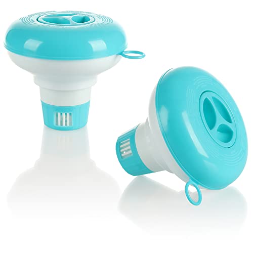 com-four® 2X Dosierschwimmer für den Pool - Chemikalienspender für Chlor- oder Bromtabletten - zur dosierten Abgabe von Poolzusätzen (2 x 12.7 cm) von com-four