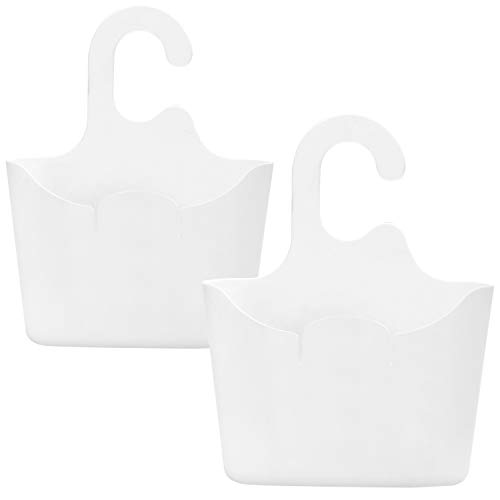 com-four® 2x Duschkorb in weiß mit Haken - Duschgelhalter zum Aufhängen - Hängekorb für die Dusche - Duschregal - Duschablage zum Hängen (02 Stück - 25x20cm weiß) von com-four