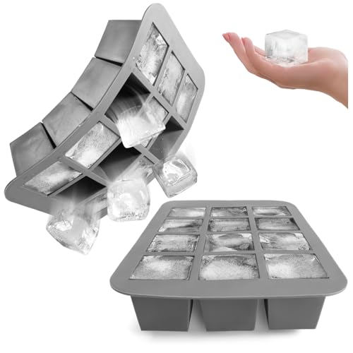com-four® 2x Eiswürfelform für insgesamt 24 Eiswürfel - Eiswürfelbehäter aus Kunststoff - Eiswürfelbereiter zum Kühlen von Getränken (2 Stück - Würfel M) von com-four