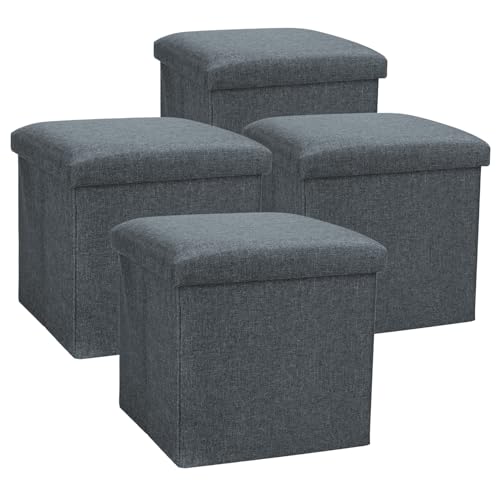 com-four® 2X Faltbarer Hocker - Sitzhocker mit Stauraum - Aufbewahrungsbox zum Sitzen - 40 L von com-four