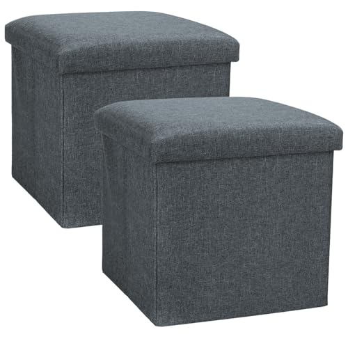 com-four® 2X Faltbarer Hocker - Sitzhocker mit Stauraum - Aufbewahrungsbox zum Sitzen - 40 L von com-four