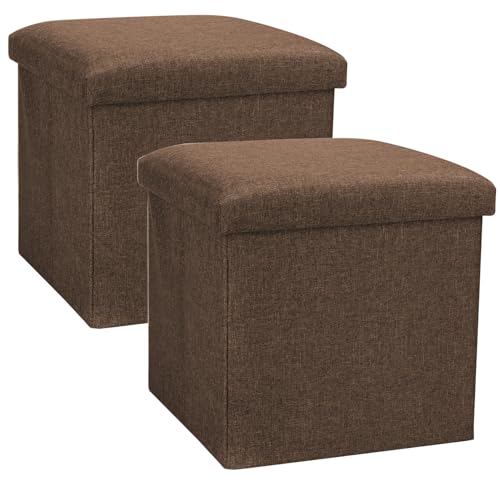 com-four® 2X Faltbarer Hocker - Sitzhocker mit Stauraum - Aufbewahrungsbox zum Sitzen - 40 L von com-four