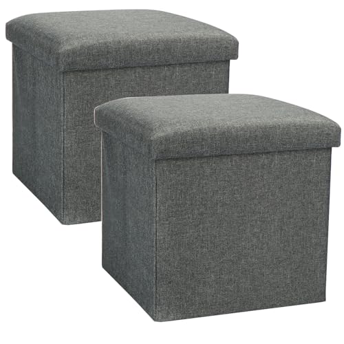com-four® 2X Faltbarer Hocker - Sitzhocker mit Stauraum - Aufbewahrungsbox zum Sitzen - 40 L von com-four