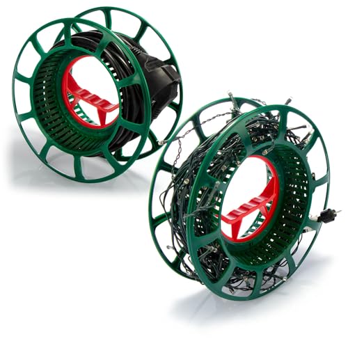 com-four® 2X Kabelaufroller - Kabeltrommel leer aus Kunststoff - Seiltrommel als Organizer für Kabel, Lichterketten, Bänder und Drähte (02 Stück - Aufroller) von com-four