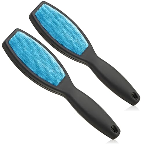 com-four® 2X Kleiderbürste - praktische Fusselbürste - entfernt Flusen, Tierhaare, Schuppen und Staub - einfache Reinigung von Kleidungsstücken (2 Stück - blau/schwarz) von com-four