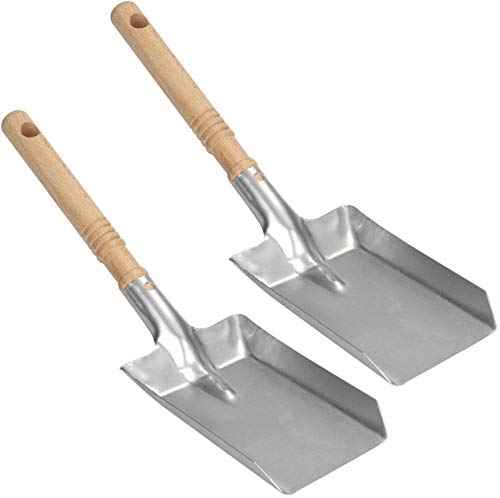 com-four® 2X Kohlenlöffel mit verzinktem Schaufelblatt - Ofenschaufel mit Holzgriff - Kohlenschaufel für Kamin, Ofen, Grill (02 Stück - Kohlenschaufel) von com-four
