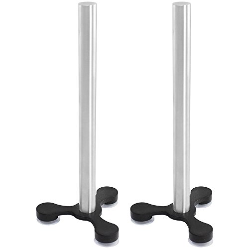 com-four® 2X Küchenrollenhalter stehend mit Saugnapf Standfuß - Papierrollenhalter für die Küche - Rollenhalter aus Edelstahl - Küchenrollenhalterung ohne Bohren - 31 cm von com-four