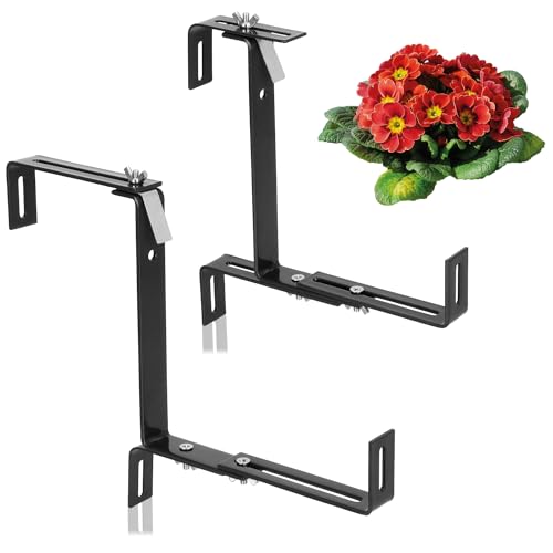 com-four® 2X Premium Blumenkastenhalter für Balkon-Brüstungen und Geländer - Flexible Befestigung aus rostfreiem Edelstahl für Pflanzkästen - 2-Fach verstellbar - kein Bohren (anthrazit) von com-four