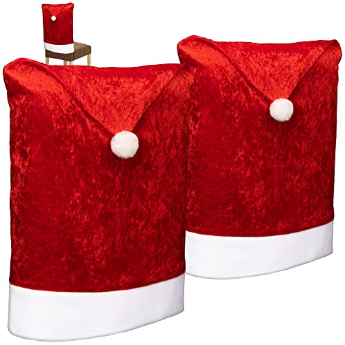 com-four® 2X Premium Stuhlhusse - Weihnachtsdekoration für Stühle - Schonbezüge im weihnachtlichen Design - Sitzmöbel-Überzüge - Stuhlbezug für Weihnachten - Stuhlabdeckung von com-four