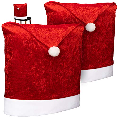 com-four® 2X Premium Stuhlhusse - Weihnachtsdekoration für Stühle - Schonbezüge im weihnachtlichen Design - Sitzmöbel-Überzüge - Stuhlbezug für Weihnachten - Stuhlabdeckung von com-four